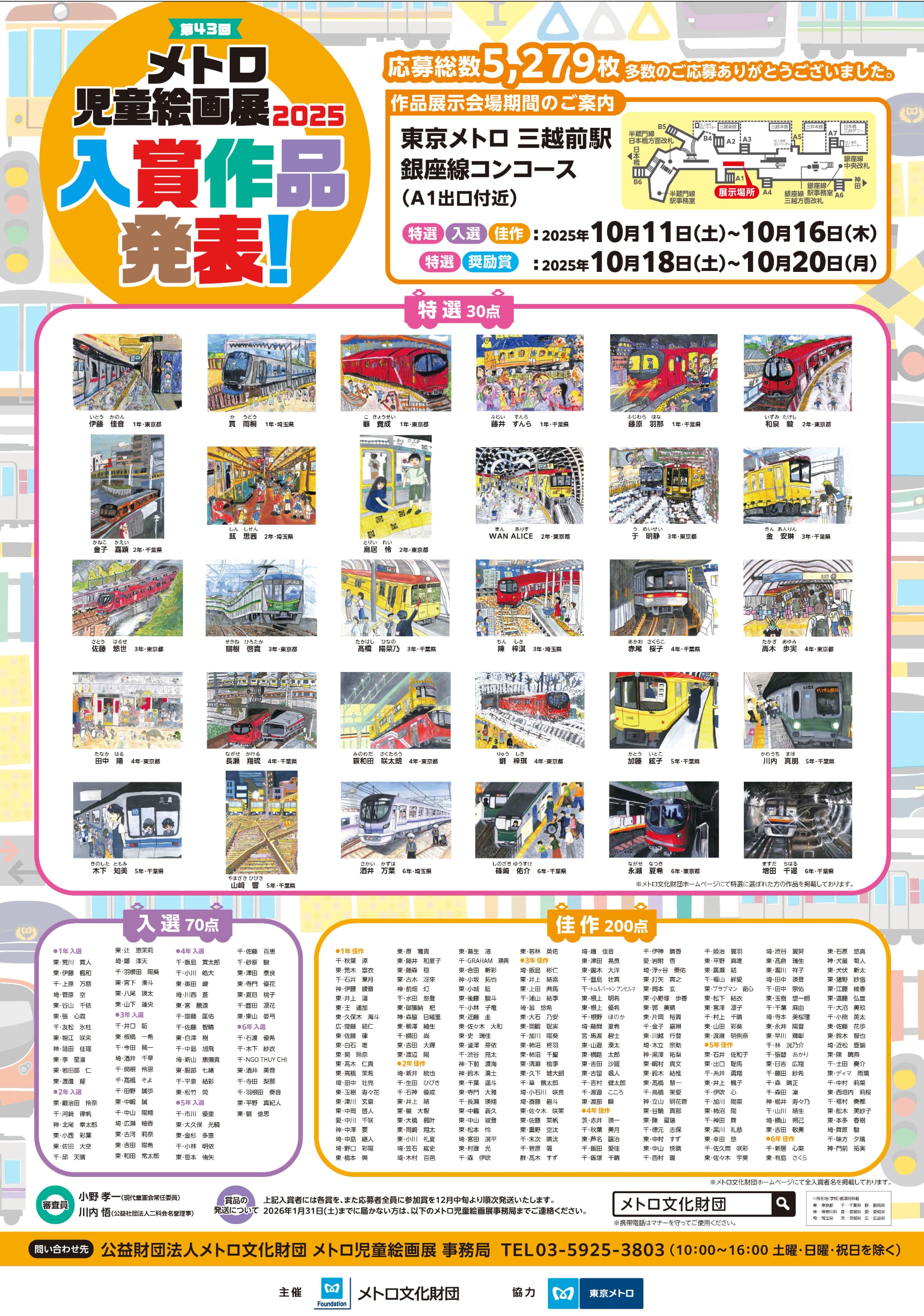 第43回メトロ児童絵画展 入賞作品発表！
